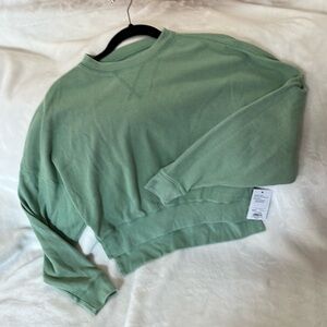 Junior's SO Waffle Knit Cropped Top Small Light green